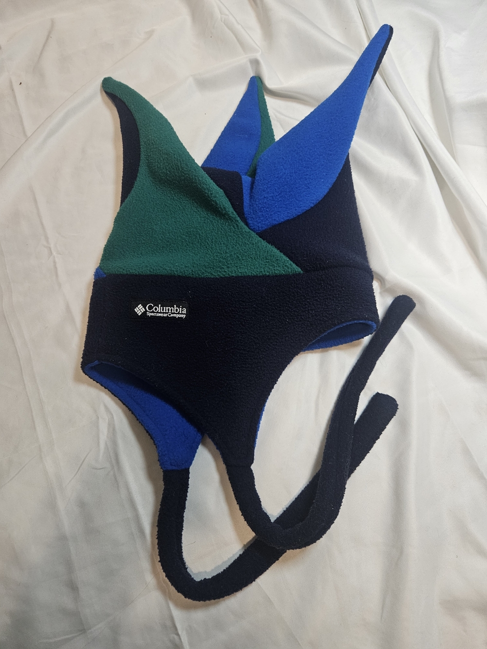 Columbia Vintage Kids Blue and Green Fleece Earflap Trapper Hat